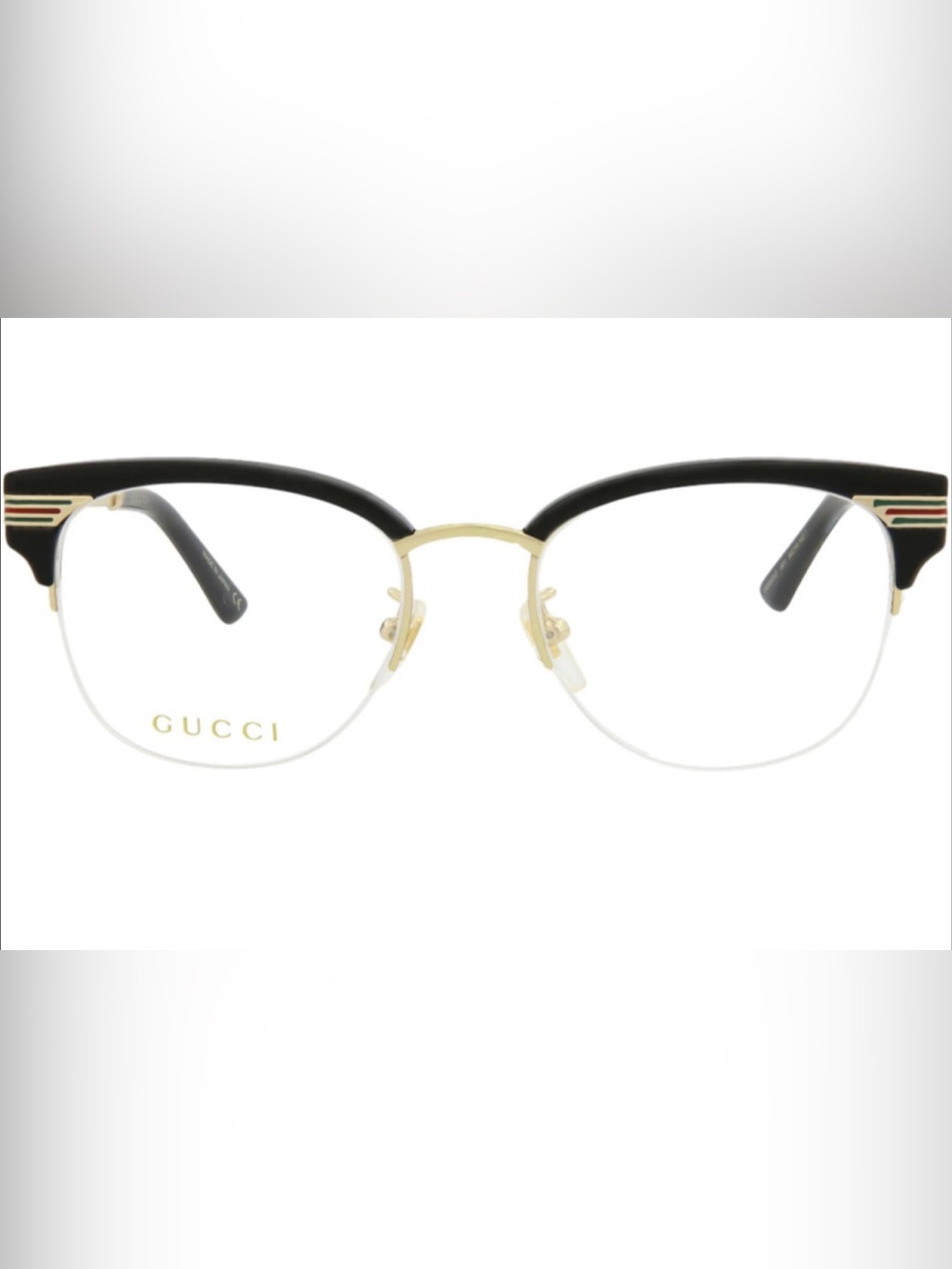 Gucci Black and Gold Cat-Eye Semi-Rim Glasses